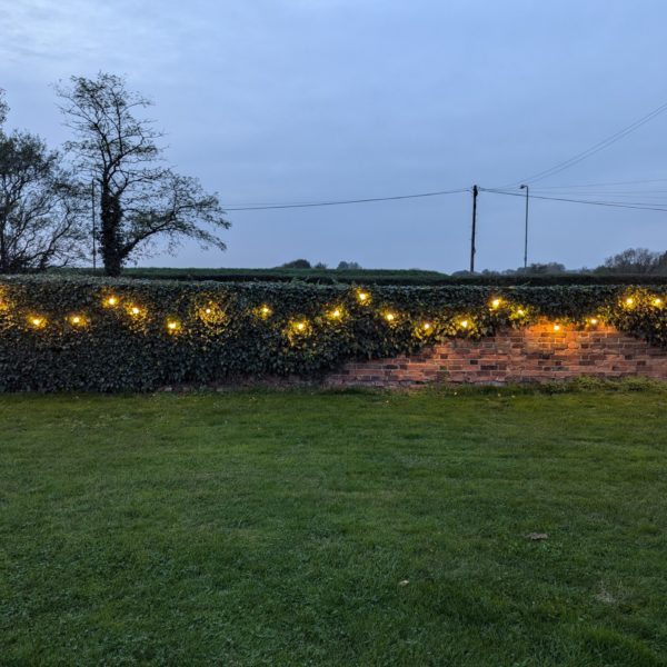 Hire Outdoor Festoon. Warm white, modular festoon (very high density - 0.33m bulb spacing) in 25m lengths, connectable up to 100m in one run.